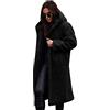 FYMNSI Giacca invernale da donna in pile Teddy cappotto lungo parka invernale calda imbottitura Sherpa giacca con cappuccio con tasche, Nero , M