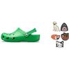 Crocs Classic Clogs (Best Sellers), Zoccoli Unisex-Adulto, Grass Green, 49/50 EU + Shoe Charm 5-Pack, Decorazione di Scarpe, Animal Lover