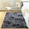 ASIinnsy Tappeto Salotto Moderno Pelo Lungo Shaggy Tappeto Peloso Grigio Morbido Soffice Antiscivolo Tappeti Soggiorno Moderni Grandi Tappeto per Camera da Letto (80 x 120 cm, Nero Grigio)