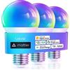 Linkind Matter Smart RGBTW Lampadine,Lampada E27 Compatibile con Siri,Alexa, Google Home, SmartThings, 9W(Equivalenti a 60 W), Dimmerabile 1800K-6500K Lampadine Multicolore A60, Pacco da 3