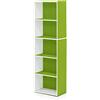 Furinno Luder Libreria a ripiani aperti a colori reversibili a 5 livelli, Bianco/verde
