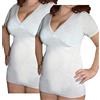 BODYPERFECT Canottiera Donna in Lana Vegine Mezza Manica Maglietta Salute Incrocio Seno Intimo Camiciola Due Pezzi Made in Italy XXL