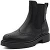 QUEEN HELENA Stivali Chelsea Stivaletti Bassi con Tacco Plateau Casual Donna X27-179 (Nero, Numeric_36)