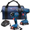 Bosch Professional Bosch 18V 2-Tool Combo Kit with 1/2 In. Compact Drill/Driver and 1/4 In. Hex Impact Driver GXL18V-26B22