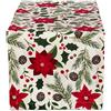 DII Woodland Holly Christmas Holiday Kitchen & Table Décor, Runner da tavola, 14x72, Poinsettia & Christmas Greenery