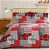 Christmas Patchwork 100% Brushed Cotton Natale Patchwork 100% flanella di cotone spazzolato Cuore Copripiumino Matrimoniale e 2 federe Set di biancheria da letto, colore: rosso/multicolore, King