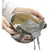 ZAIGON scolapasta in silicone alimentare - accessori da cucina - scolapasta e colino per pasta, frutta, verdura - 100% senza BPA- perfetto per padelle, pentole e ciotole, grigio