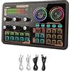 TsoLay Interfaccia audio Live Sound Board nero per microfono PC, mixer audio per karaoke,