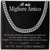 Bramart Collana Uomo Per Fratello o Migliore Amico Ti voglio un mondo di bene - Idee Regali per lui per Natale compleanno - Cofanetto con DEDICA incluso