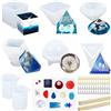 UGBO Stampi per Resina Epossidica Kit di Stampi in Silicone in Resina Stampo Include Sfera Cubo Piramide Cono Pietra Diamante Stampi per Gioielli Ciondolo 7 Pz