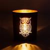 Larcenciel Porta Candele Gufo, Nero Oro Portacandele Vetro, Porta Candele da Tavolo Romantico Fatti a Mano, Vaso e Portapenne, Candelabro Vintage per Decorazioni Casa, Festa, Centrotavola Natalizio