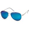 styleBREAKER occhiali da sole polarizzati da pilota con cerniera a molla, custodia e panno per la pulizia, unisex 09020046, colore:Montatura Argento/Vetro Blu munito di specchi