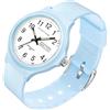 findtime Orologi da donna, analogico, al quarzo, per donne, grandi numeri, anziani, 5 ATM, impermeabile, in silicone, colorato, per bambini, con data, settimana, quadrante luminoso, per ragazzi e ragazze, Blu