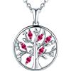 JO WISDOM Collana Albero Della Vita Yggdrasil Argento 925 AAA Zirconia Cubica Luglio Birthstone Colore Rubino Donna