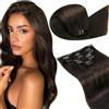 LaaVoo Extension Capelli Veri Clip 60 cm 120 grammi 7pcs Marrone Scuro Extension con Clip Remy Naturali Liscio Extension Clip Fascia Unica Capelli Umani Lunghi Lisci Invisibile #2