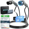 bokman Cavo Ricarica Auto Elettrica Tipo 2, 11 KW / 5 Metri / 16A / 3 Fase/modalità 3, Cavo Tipo 2 con Borsa per Il Trasporto Applicabile a 500e/Model Y/3/Primavera/ID.3/ID.4/e-208