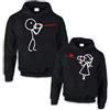 Generico Coppia di Felpe Nera, Bianca, Rossa Girocollo o Cappuccio Love Unisex Personalizzate ''Love Comunicazione'' Idea Regalo Natale per Lui e lei