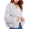 Vagbalena Cardigan da Donna in Pelliccia Sintetica Vintage Parka Giacca Cappotto Soffice Invernale di Lusso Corto (Grigio, XL)