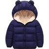 Generic Cappotto in pile caldo per neonati, con cappuccio, con cappuccio, Blu marino, 12-18 Mesi