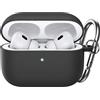 JETech Aggiornato Cover Custodia Silicone per AirPods Pro (2a/1a Gen 2023/2022/2019) con Portachiavi, Interno PC Rigido, Antiurto Protettiva Pelle Guscio, LED Frontale Visibile (Nero)