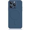Mixroom - Custodia Cover per iPhone 15 PRO in TPU Silicone Morbido Compatibile con MagSafe Accessori con Cerchio Magnetico Integrato Blu Scuro