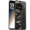 CUSTOMIZZA - Custodia cover nera morbida in tpu compatibile per Samsung S9 PLUS camouflage mimetico militare personalizzata nome