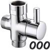 PERFETSELL Valvola Deviatrice, G1/2 Valvola Deviatore Doccia 3 Vie con Guarnizioni Valvola di Commutazione a 3 Vie Bathroom Valvola Angolo per Ottone Massiccio Valvola Deviatrice Universale a T