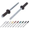 Marcopol Confezione da 400 pezzi, rivetti ciechi verniciati 4,0 x 14 mm, a testa bombata, DIN 7337, rivetto in alluminio e mandrino in acciaio, rivetti a pressione (400, Grigio Marrone RAL 8019)