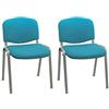 Centrosilla Sedia confidente ISO impilabile confortevole imbottita più spessa ideale per sale d'attesa, riunioni, conferenze, sedia imbottita in blu con gambe in acciaio grigio (confezione da 2)