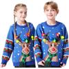 JOYIN Maglione natalizio con luci a LED, da donna, uomo, coppie, brutto maglione natalizio per bambini con lampadine, maglioni 2025, Renna blu per bambini, L