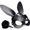 Tailz Bunny Tail Anal Plug and Mask Set Black