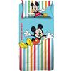 hermet Topolino Mickey Mouse, Lenzuolo Letto Singolo, Completo Letto Singolo Disney, Lenzuolo Sopra, Lenzuolo Con Angoli, Federa, Blu, Disney, 100% Cotone, Prodotto Ufficiale