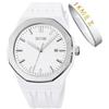 SKMEI Orologio da uomo in silicone, facile da leggere, impermeabile, sportivo, casual, alla moda, analogico, al quarzo, luminoso, regalo per padri, nero, G9299bianco, Moda