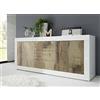 Web Convenienza Madia con 2 Ante e 3 Cassetti Made in Italy - Credenza Contenitore Collezione Basic per Soggiorno Cucina Ingresso Sala da Pranzo Mobile Design moderno originale Bianco e Pero