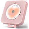 Yintiny Carino lettore CD rosa con Bluetooth 5.0, lettore musicale ricaricabile per la decorazione domestica, lettore musicale adorabile portatile, telecomando, supporto AUX in cavo e USB