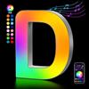 Kangtaixin Lettere Luminoso con USB, APP Controllo Luci LED di Lettera Alfabeto, Figura a Cuore con Luce Colorate RGB per Decorazione e Atmosfera, Luci Notturne Scrivania, Compleanni, Matrimoni, Vetrine - D
