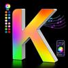 Kangtaixin Lettere Luminoso con USB, APP Controllo Luci LED di Lettera Alfabeto, Figura a Cuore con Luce Colorate RGB per Decorazione e Atmosfera, Luci Notturne Scrivania, Compleanni, Matrimoni, Vetrine - K