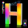 Kangtaixin Lettere Luminoso con USB, APP Controllo Luci LED di Lettera Alfabeto, Figura a Cuore con Luce Colorate RGB per Decorazione e Atmosfera, Luci Notturne Scrivania, Compleanni, Matrimoni, Vetrine - H