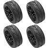 Jvareaty 4 Pezzi 1/10 Gomma Pneumatico Rc Corse Carrello Pneumatico su Ruota Cerchio Fit per 9068-6081 Rc Auto Parte