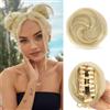 Sofeiyan 2Pcs Mini Chignon per Capelli con Clip ad Artiglio Disordinato Orecchie di Gatto Capelli Estensione Ondulato Sintetica Ciambella Updo Pezzi di Capelli per Donne, Castano Chiaro&Biondo Candido