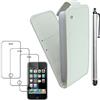 ebestStar - Cover Compatibile con iPhone 3 3GS Custodia Protezione Pelle PU Risvolto Verticale + Penna +3 Pellicole plastica, Bianco