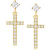 Carleen Croce Orecchini Pendenti in Argento Sterling 925 Placcato Oro Giallo con Zirconia Cubica Gioielli per Donna Ragazze Bambini - Dimensione: 22 * 10 mm