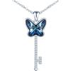 MICSAVI Collana Donna Ciondolo Farfalla con Cristalli di Austria, Collana con Pendente a Forma di Chiave con Zirconi Cubici Collana Donna Gioielli in Argento 925, catena 17,7