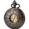 SEWOR orologio da tasca Dress doppio coperchio e carica manuale, con confezione regalo in pelle a fascia