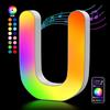 Kangtaixin Lettere Luminoso con USB, APP Controllo Luci LED di Lettera Alfabeto, Figura a Cuore con Luce Colorate RGB per Decorazione e Atmosfera, Luci Notturne Scrivania, Compleanni, Matrimoni, Vetrine - U