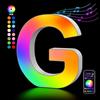 Kangtaixin Lettere Luminoso con USB, APP Controllo Luci LED di Lettera Alfabeto, Figura a Cuore con Luce Colorate RGB per Decorazione e Atmosfera, Luci Notturne Scrivania, Compleanni, Matrimoni, Vetrine - G
