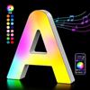 Kangtaixin Lettere Luminoso con USB, APP Controllo Luci LED di Lettera Alfabeto, Figura a Cuore con Luce Colorate RGB per Decorazione e Atmosfera, Festa della Mamma, Pasqua, Compleanni, Matrimoni, Vetrine - A