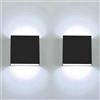 CHEVVY 2 Pezzi Applique LED Interni 7W Luce Bianco Fredda 6000K Quadrate Nero Lampada da Parete Interno Classico