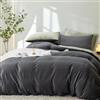 Lanqinglv Set di biancheria da letto in flanella, 135 x 200 cm, verde, grigio, invernale, in flanella, reversibile, con chiusura lampo e 1 federa da 80 x 80 cm