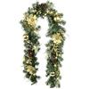Flair Flower Ghirlanda di abete con catena luminosa a LED, magnolia, pigne, bacche, abete, decorazione artificiale, ghirlanda di abete, ghirlanda di Natale, decorazione natalizia